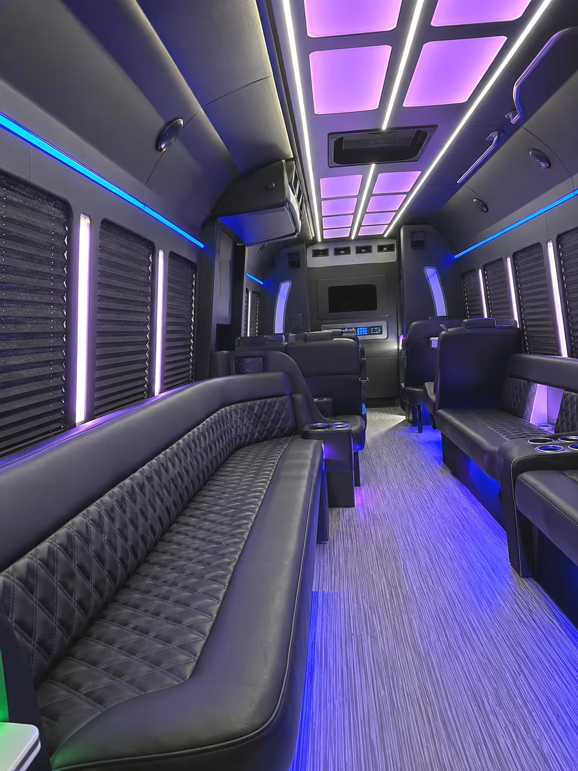 Group beside a Mercedes Sprinter limo in Henderson