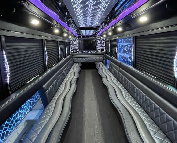 Visalia 30 Passenger Party Bus White Interior